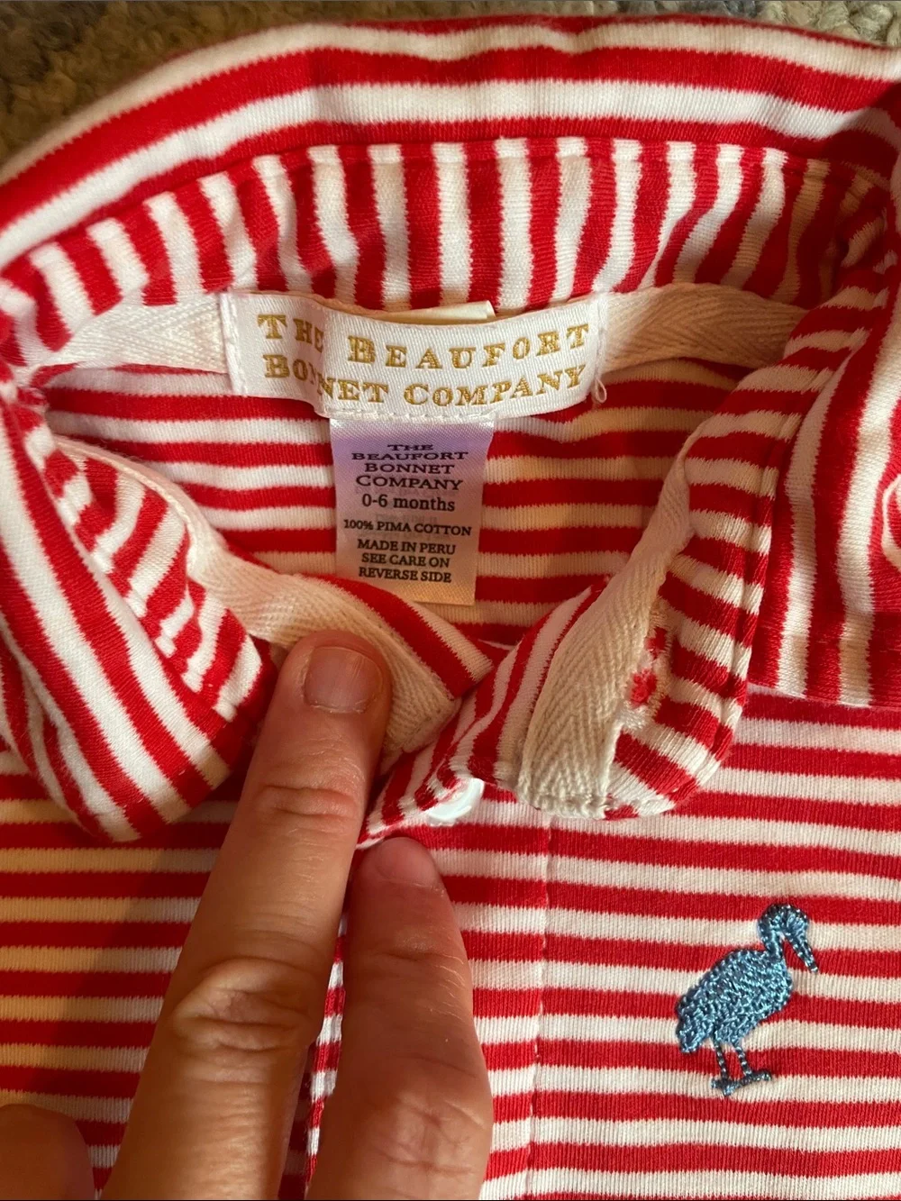 The Beaufort Bonnet Company Red and White Striped Polo Onesie Prim and Proper